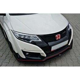 Накладка сплиттер на передний бампер вариант 2 на Honda Civic IX Type R